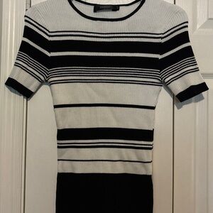 Zesica Black & White Striped Knit Top
